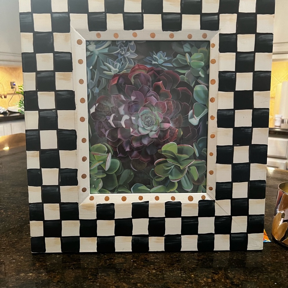 Makenzie inspired designer Checkered Black and White Picture Frame. Holds 8x10